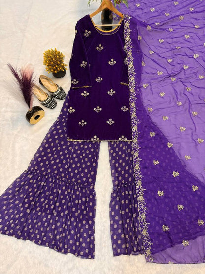Viscous Velvet With *Heavy Embroidery Multi Needle Sequence Work single available wholesale