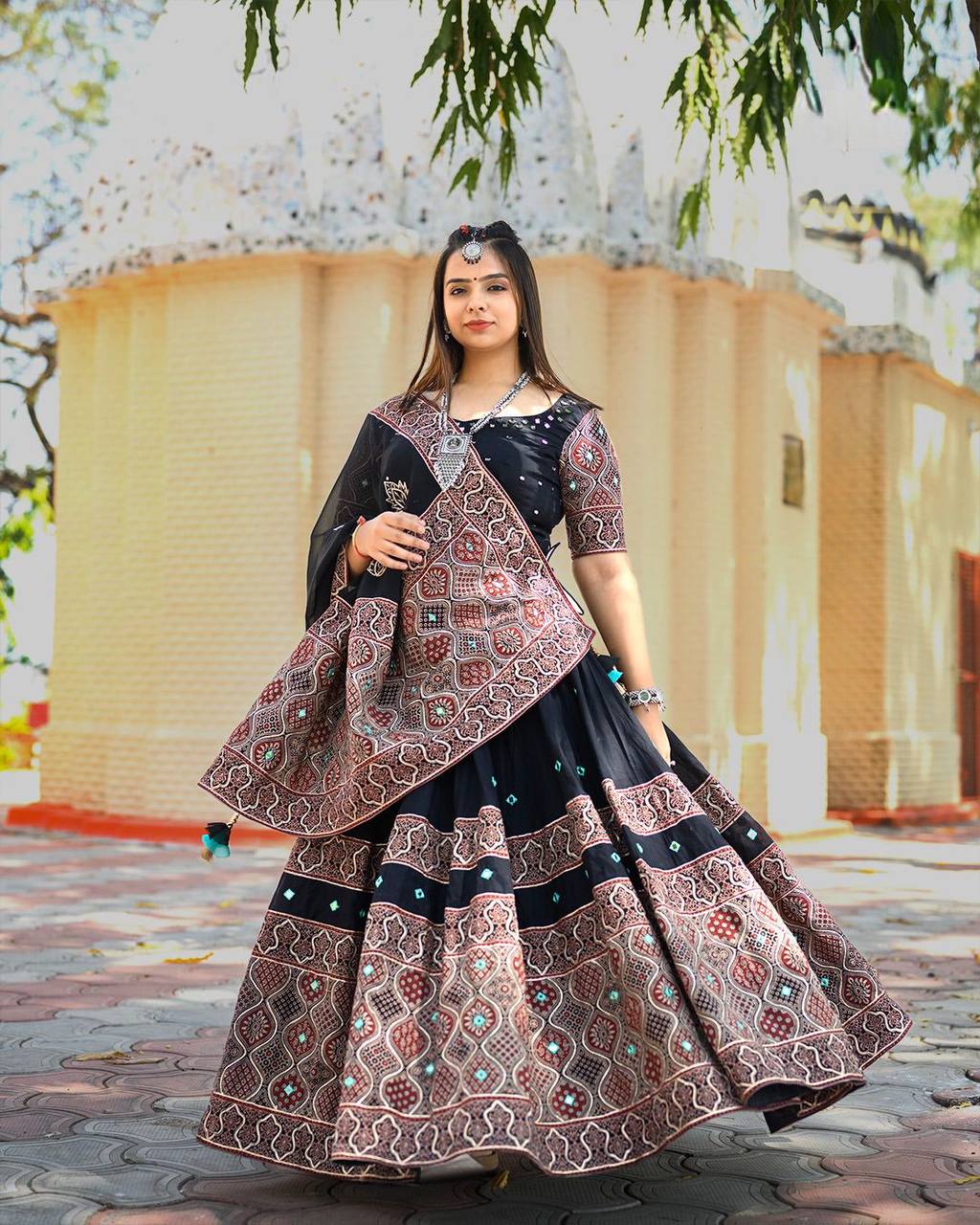 NAVARATRI SEASON OUR EXCLUSIVE PRINTED FULL-STITCHED LEHENGA CHOLI