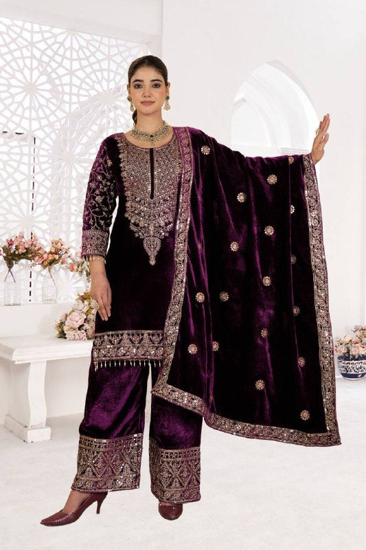 Heavy Viscose Velvet With *Heavy Embroidery Coding  single available wholesale