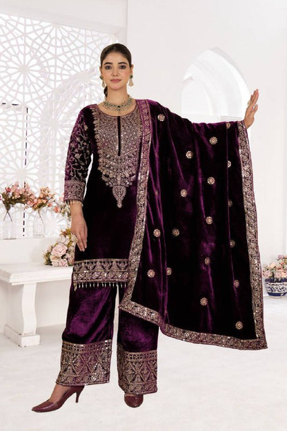 Heavy Viscose Velvet With *Heavy Embroidery Coding  single available wholesale