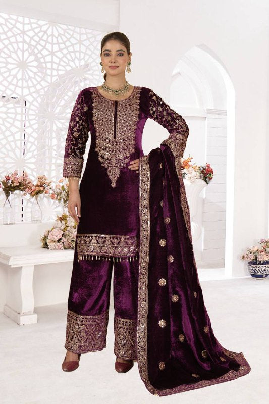 Heavy Viscose Velvet With *Heavy Embroidery Coding  single available wholesale