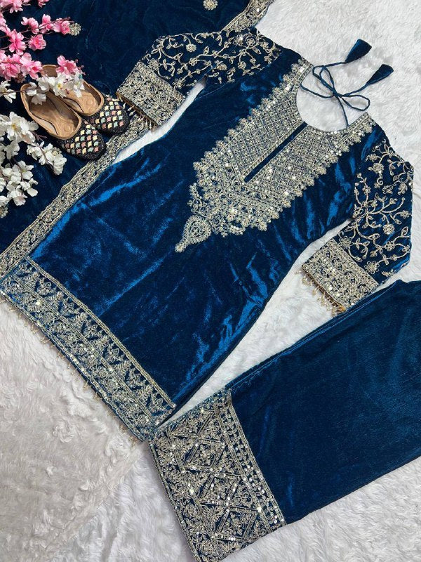 Heavy Viscose Velvet With *Heavy Embroidery Coding  single available wholesale