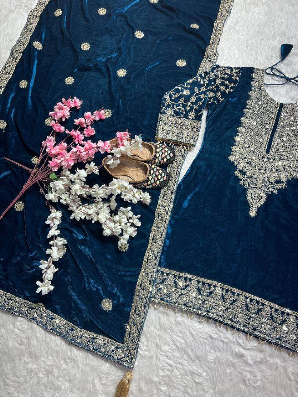 Heavy Viscose Velvet With *Heavy Embroidery Coding  single available wholesale