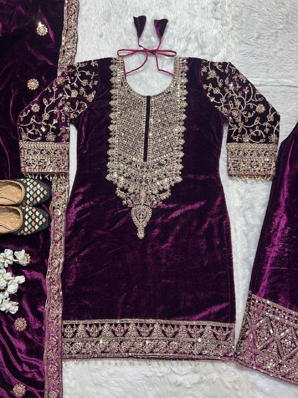 Heavy Viscose Velvet With *Heavy Embroidery Coding  single available wholesale