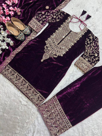 Heavy Viscose Velvet With *Heavy Embroidery Coding  single available wholesale