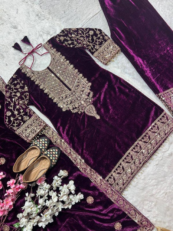 Heavy Viscose Velvet With *Heavy Embroidery Coding  single available wholesale