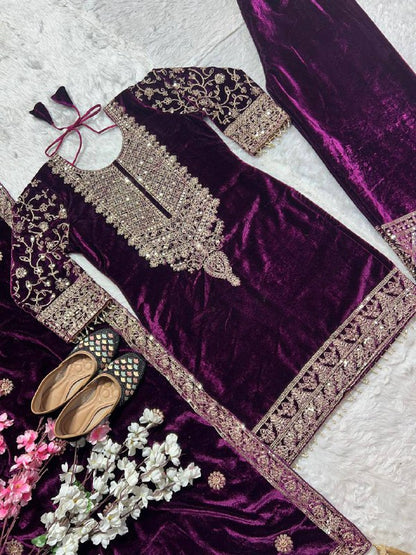 Heavy Viscose Velvet With *Heavy Embroidery Coding  single available wholesale