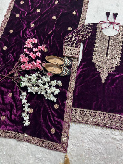 Heavy Viscose Velvet With *Heavy Embroidery Coding  single available wholesale