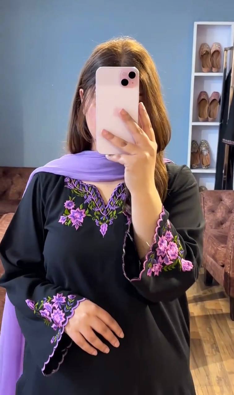Party Wear Look top with farshi plazzo Heavy Riyon silk with Embroidery work with sleeve