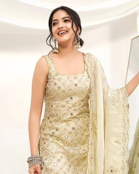Designer Party Top Pallazo & Dupatta Set