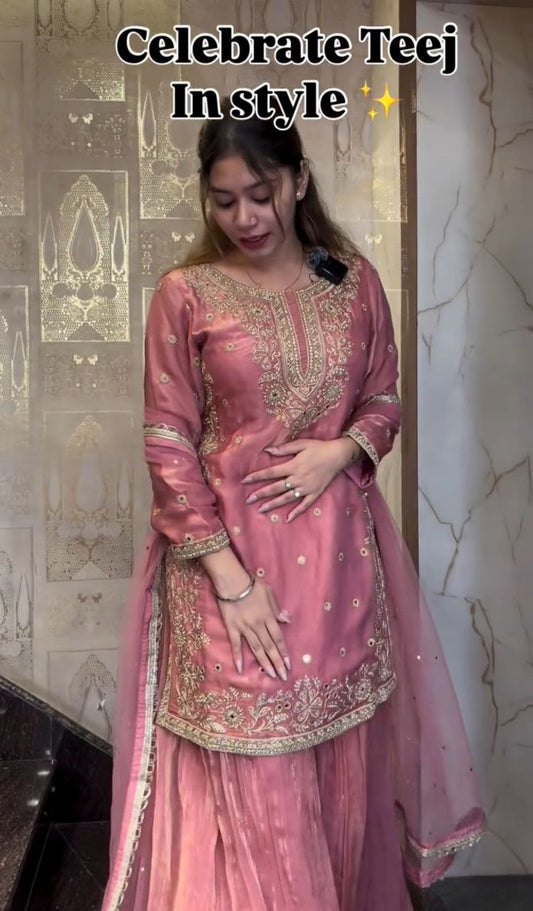 Party Top Pallazo & Dupatta Set