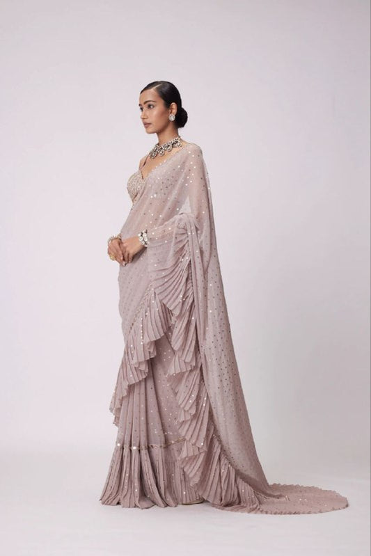NEW BOLLYWOOD SUPERHIT DESIGN LAUNCHING SEQUINS CRUSH PLEATED SAREE