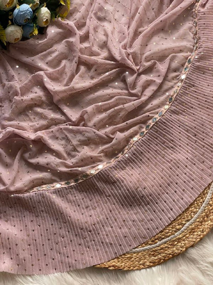 NEW BOLLYWOOD SUPERHIT DESIGN LAUNCHING SEQUINS CRUSH PLEATED SAREE