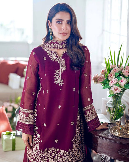 HEAVY FRANCH CRAP EMBROIDERED SEQUENCE WORK WITH FANCY TOP-PLAZZO DUPATTA SET