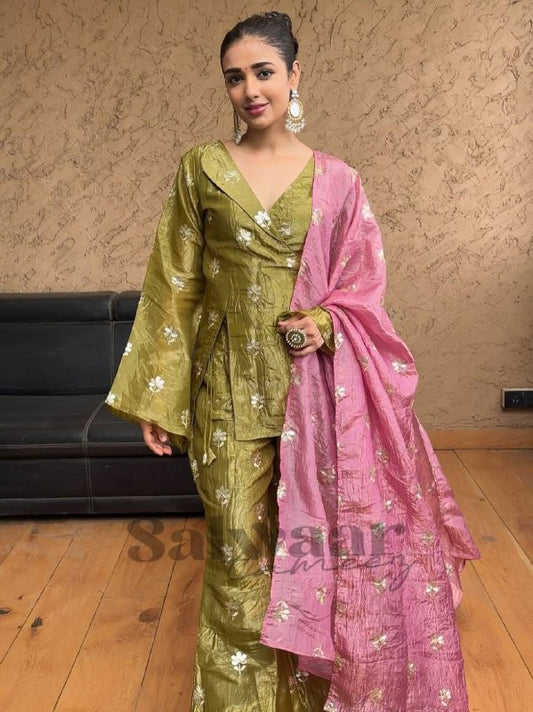 Designer Top Plazzo With Dupatta Set