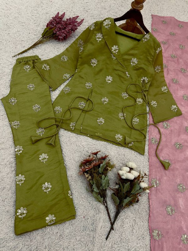 Designer Top Plazzo With Dupatta Set