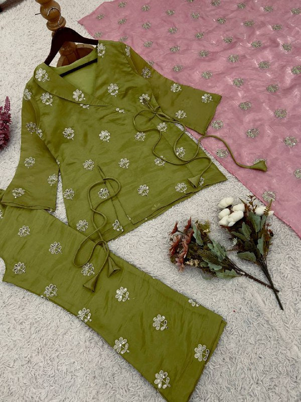 Designer Top Plazzo With Dupatta Set