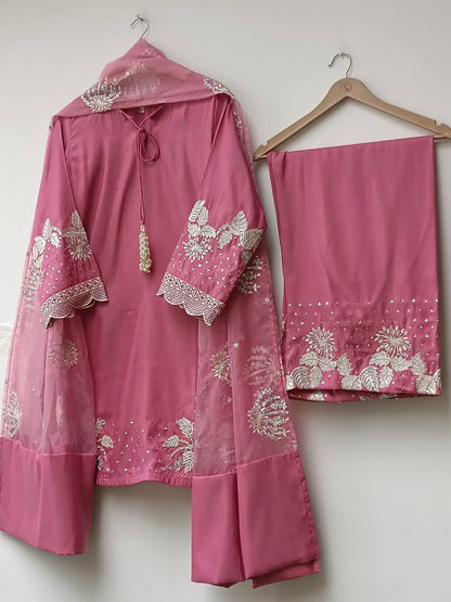 Đěsigner Party Wear Look Pur Natural Crepe Top & Palazzo With Dupatta set