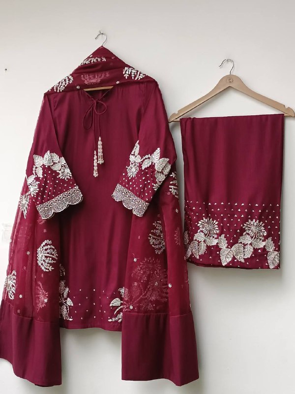 Đěsigner Party Wear Look Pur Natural Crepe Top & Palazzo With Dupatta set