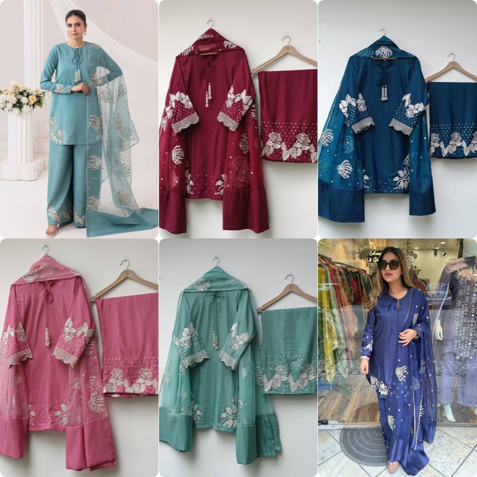 Đěsigner Party Wear Look Pur Natural Crepe Top & Palazzo With Dupatta set