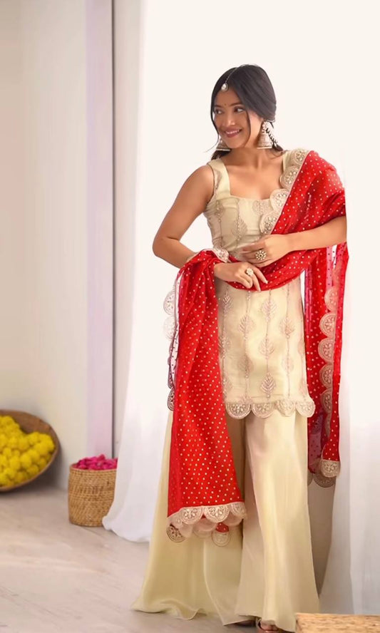 Natural Crep Silk With *Heavy Embroidery Coding Sequence Work single available wholesale