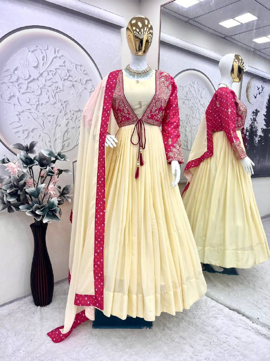 Designer Party Wear Look Collection Heavy Mono Silk      *Work*     : Embroidery Sequins & Codding Work With Bandhni Prints single available wholesale
