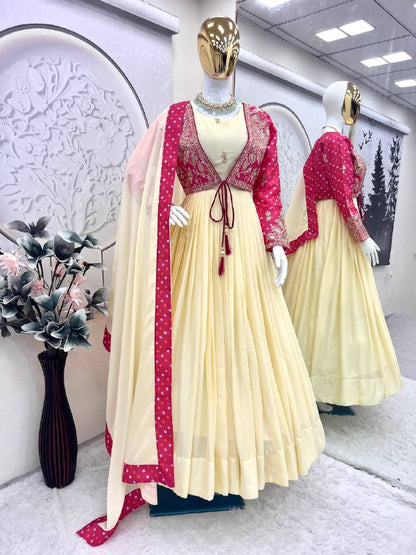 Designer Party Wear Look Collection Heavy Mono Silk      *Work*     : Embroidery Sequins & Codding Work With Bandhni Prints single available wholesale