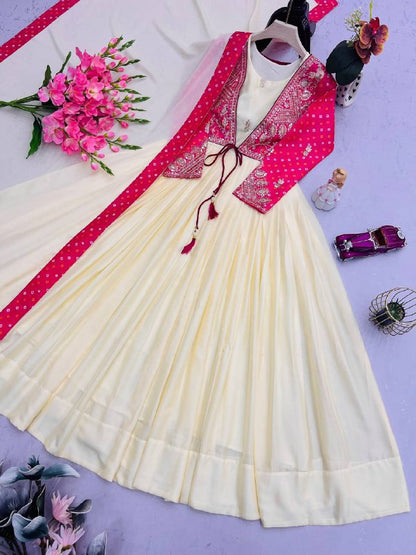 Designer Party Wear Look Collection Heavy Mono Silk      *Work*     : Embroidery Sequins & Codding Work With Bandhni Prints single available wholesale