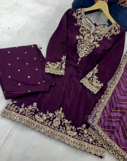 PRESERNTING NEW READY TO WEAR COLLECTION WITH EMBROIDERY SEQUENSE WORK CHINON  TOP-PLAZZO WITH DUPATTA single available wholesale