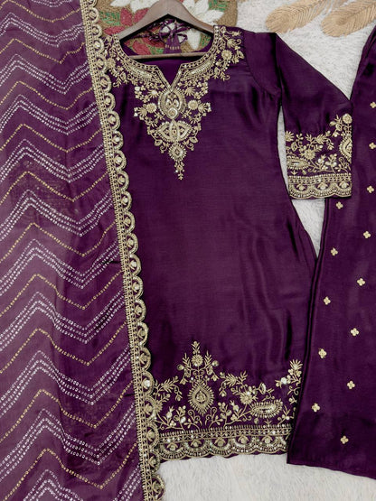 PRESERNTING NEW READY TO WEAR COLLECTION WITH EMBROIDERY SEQUENSE WORK CHINON  TOP-PLAZZO WITH DUPATTA single available wholesale