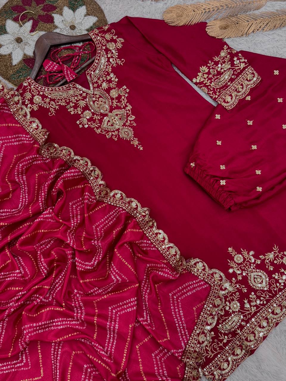 PRESERNTING NEW READY TO WEAR COLLECTION WITH EMBROIDERY SEQUENSE WORK CHINON  TOP-PLAZZO WITH DUPATTA single available wholesale