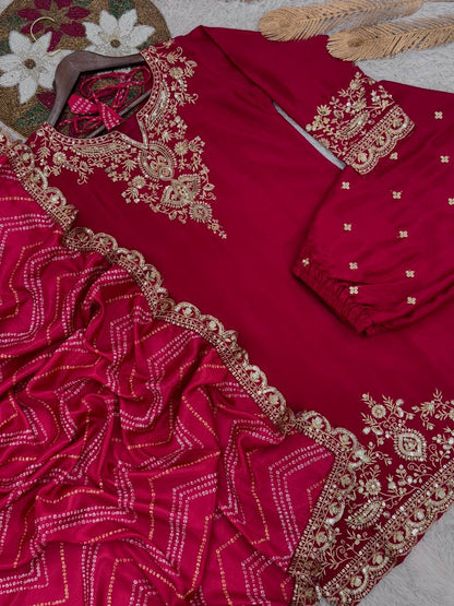 PRESERNTING NEW READY TO WEAR COLLECTION WITH EMBROIDERY SEQUENSE WORK CHINON  TOP-PLAZZO WITH DUPATTA single available wholesale