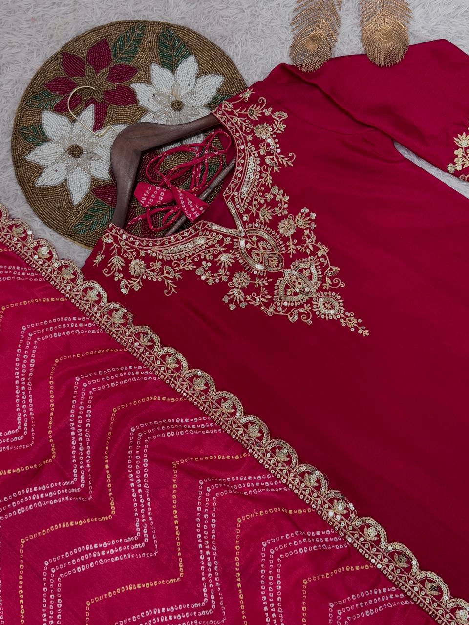 PRESERNTING NEW READY TO WEAR COLLECTION WITH EMBROIDERY SEQUENSE WORK CHINON  TOP-PLAZZO WITH DUPATTA single available wholesale