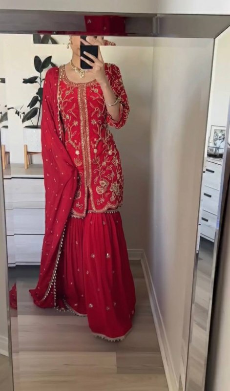 Designer Party Wear Look Top-Plazzo and Dupatta With Heavy Embroidery Work