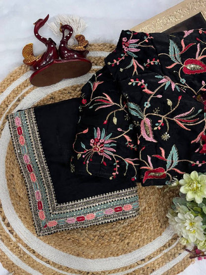 Saree collection Pure Space Silk *⭕ WORK :* Beautiful multicolour thread and sequins embroidery work lace border  single available wholesale
