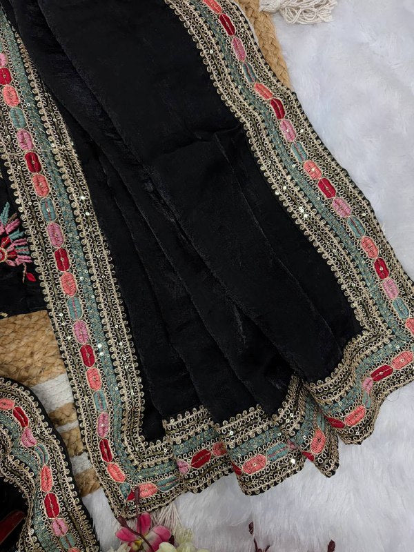 Saree collection Pure Space Silk *⭕ WORK :* Beautiful multicolour thread and sequins embroidery work lace border  single available wholesale