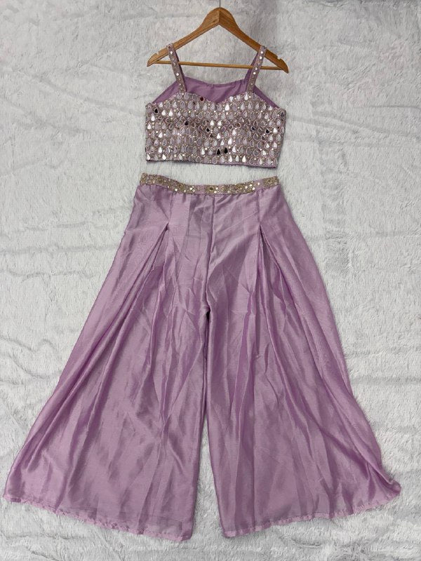 SUPERHIT TRENDING DESIGNER INDO-WESTERN PATTERN WITH FULL EMBROIDERY & REAL MIRROR WORK WITH FULL STITCH SHRUG, BLOUSE & PLAZZO