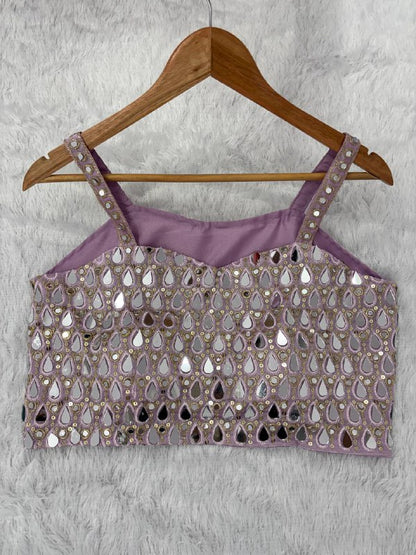 SUPERHIT TRENDING DESIGNER INDO-WESTERN PATTERN WITH FULL EMBROIDERY & REAL MIRROR WORK WITH FULL STITCH SHRUG, BLOUSE & PLAZZO