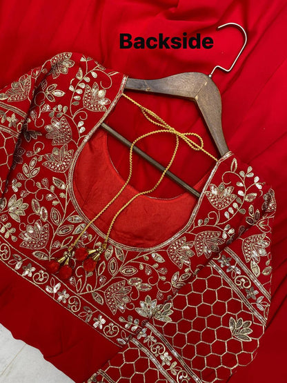 DESIGNER WEAR EXCLUSIVE AND EMBROIDERED GOWN AND PANT PAIR  WITH DUPATTA IN GEORGETTE single available wholesale