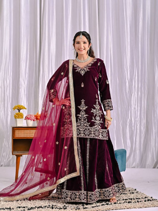 New Designer Party Wear Look Top , Sharara Plazzo  and Dupatta*, New Fancy Style