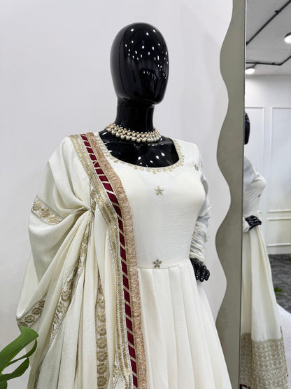 ANARKALI SUIT GOWN Thread with Sequnce with Lace broder with Dori Latkan