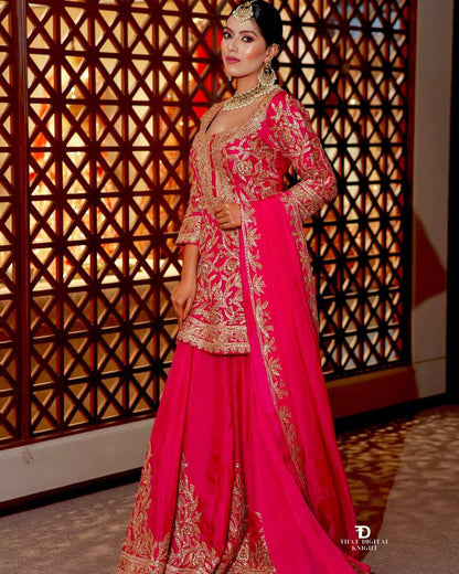 mehndi PARTY WEAR TOP AND PLAZZO. WITH FANCY DUPPATA AND EMBROIDERY WORK