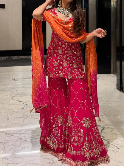 Heavy Georgette With Full Heavy Embroidery Sequence Work single available wholesale