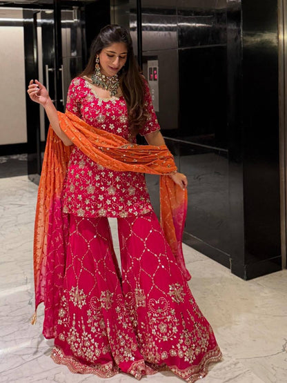 Heavy Georgette With Full Heavy Embroidery Sequence Work single available wholesale
