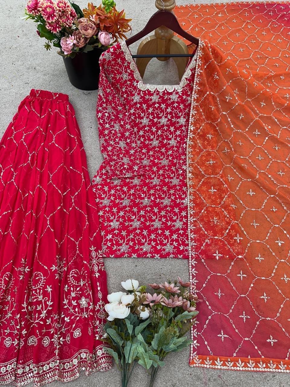 Heavy Georgette With Full Heavy Embroidery Sequence Work single available wholesale