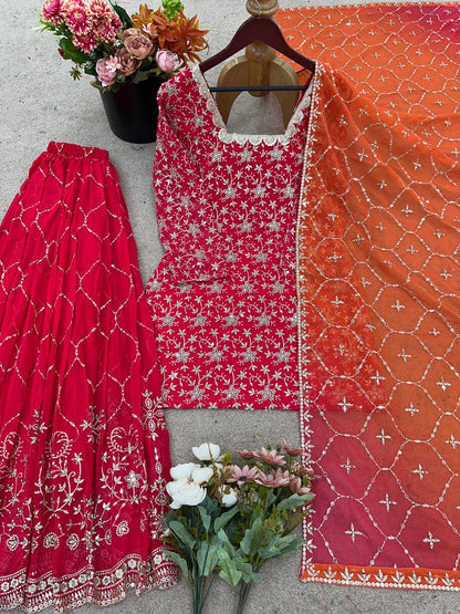 Heavy Georgette With Full Heavy Embroidery Sequence Work single available wholesale