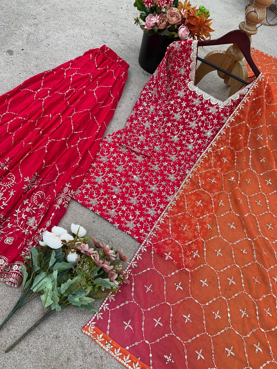 Heavy Georgette With Full Heavy Embroidery Sequence Work single available wholesale