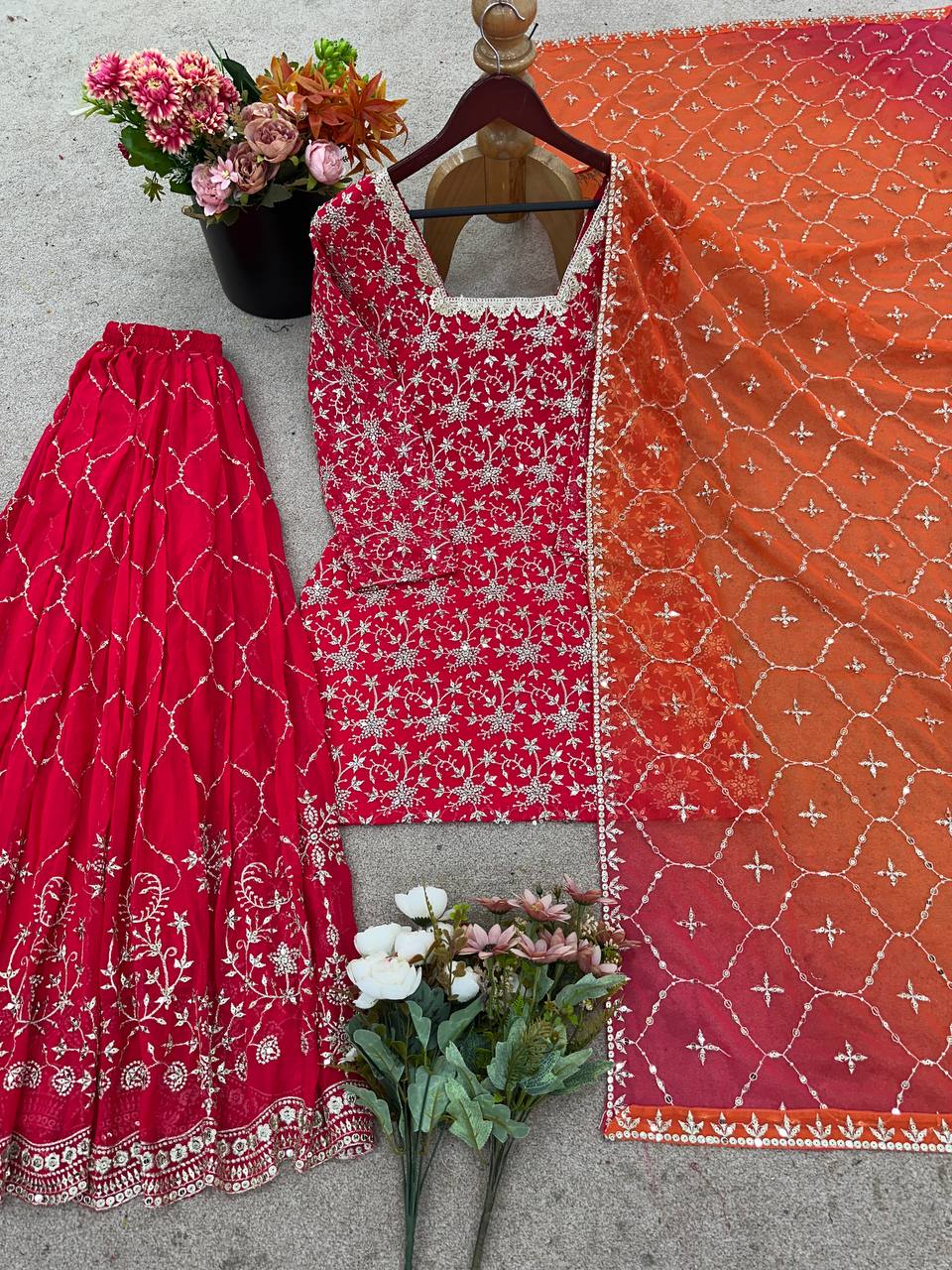 Heavy Georgette With Full Heavy Embroidery Sequence Work single available wholesale