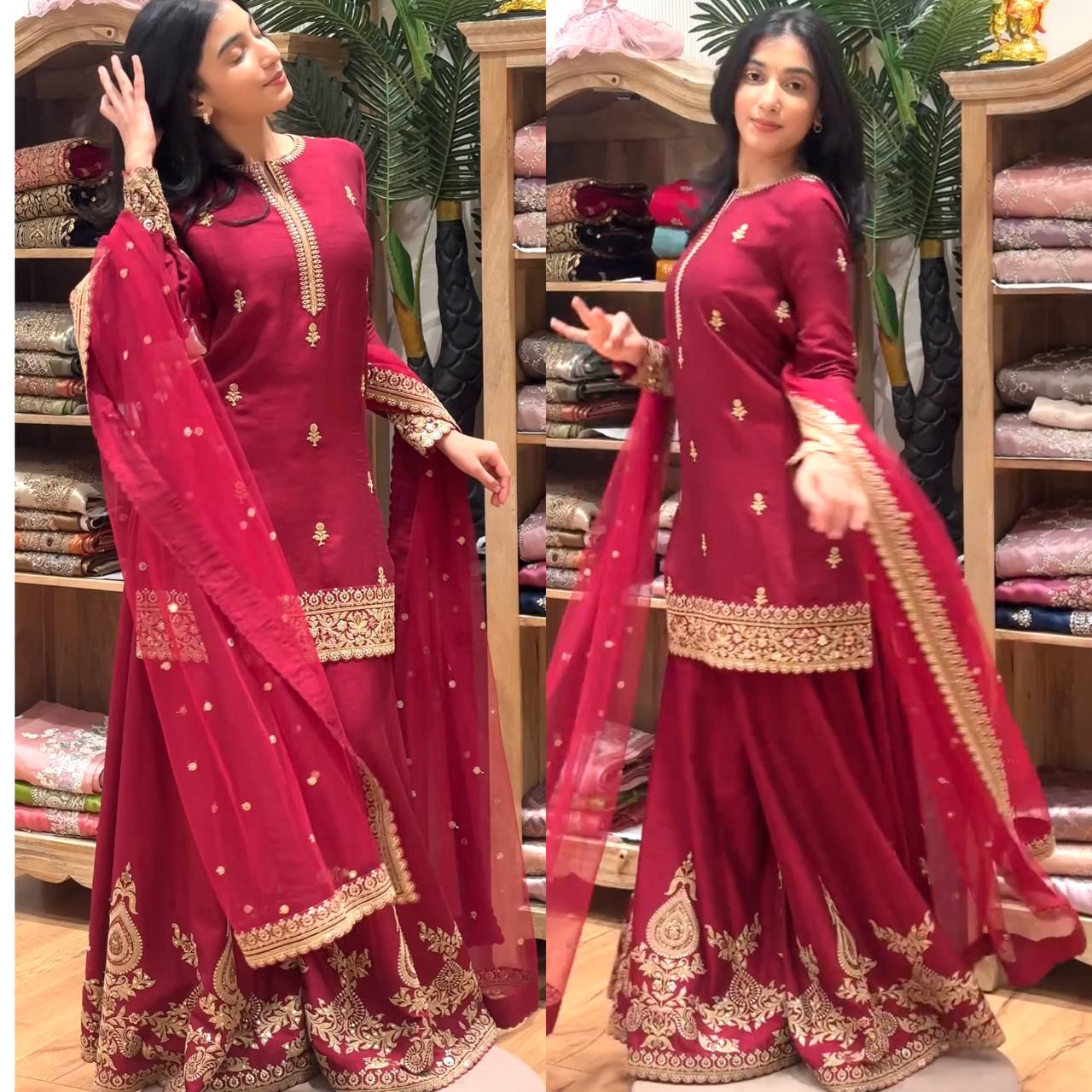 Heavy Natural Crep Silk Heavy Embroidery