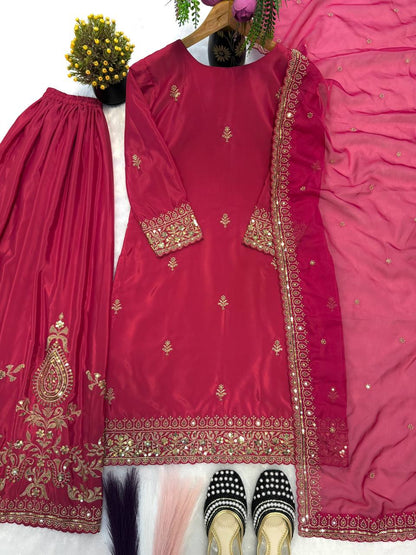 Heavy Natural Crep Silk Heavy Embroidery